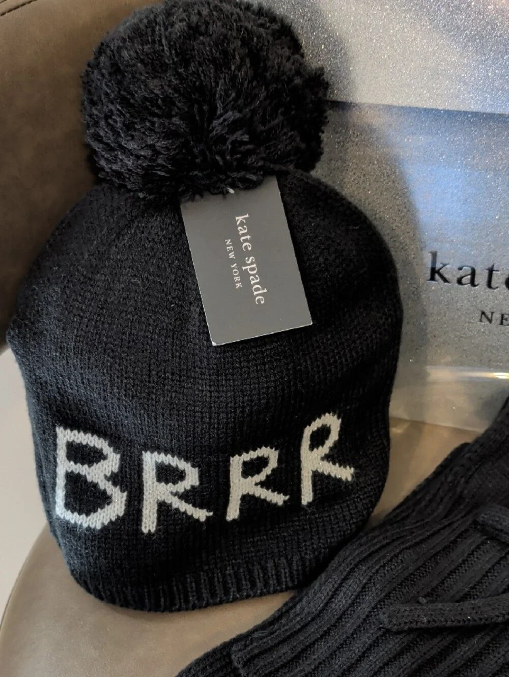 kate spade new york® Brrr Beanie & Ribbed Bow Scarf Includes Kate Spade Gift Box
